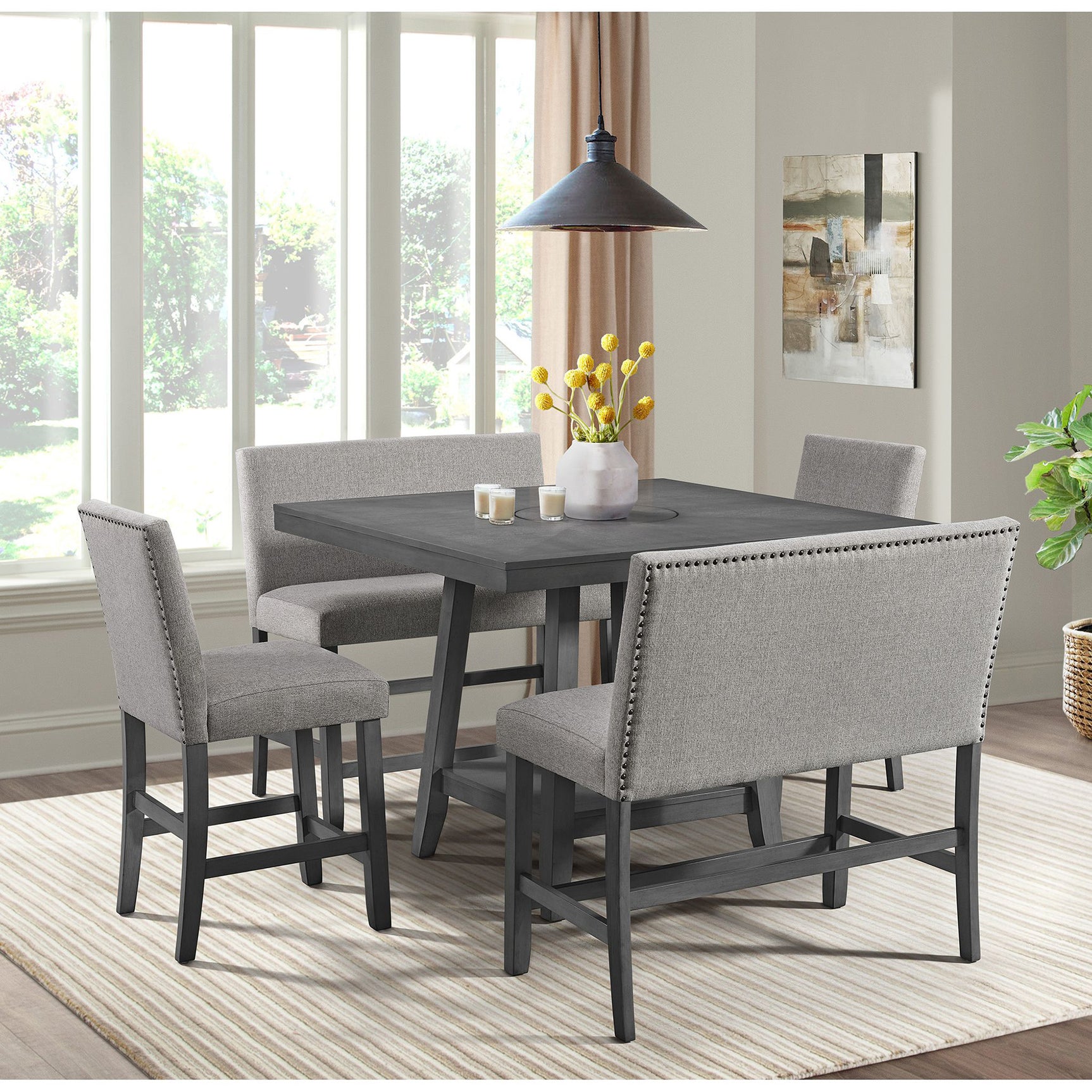 Seneca Counter Side Chair with Grey Fabric in Grey (2 Per Carton) - Tampa Furniture Outlet