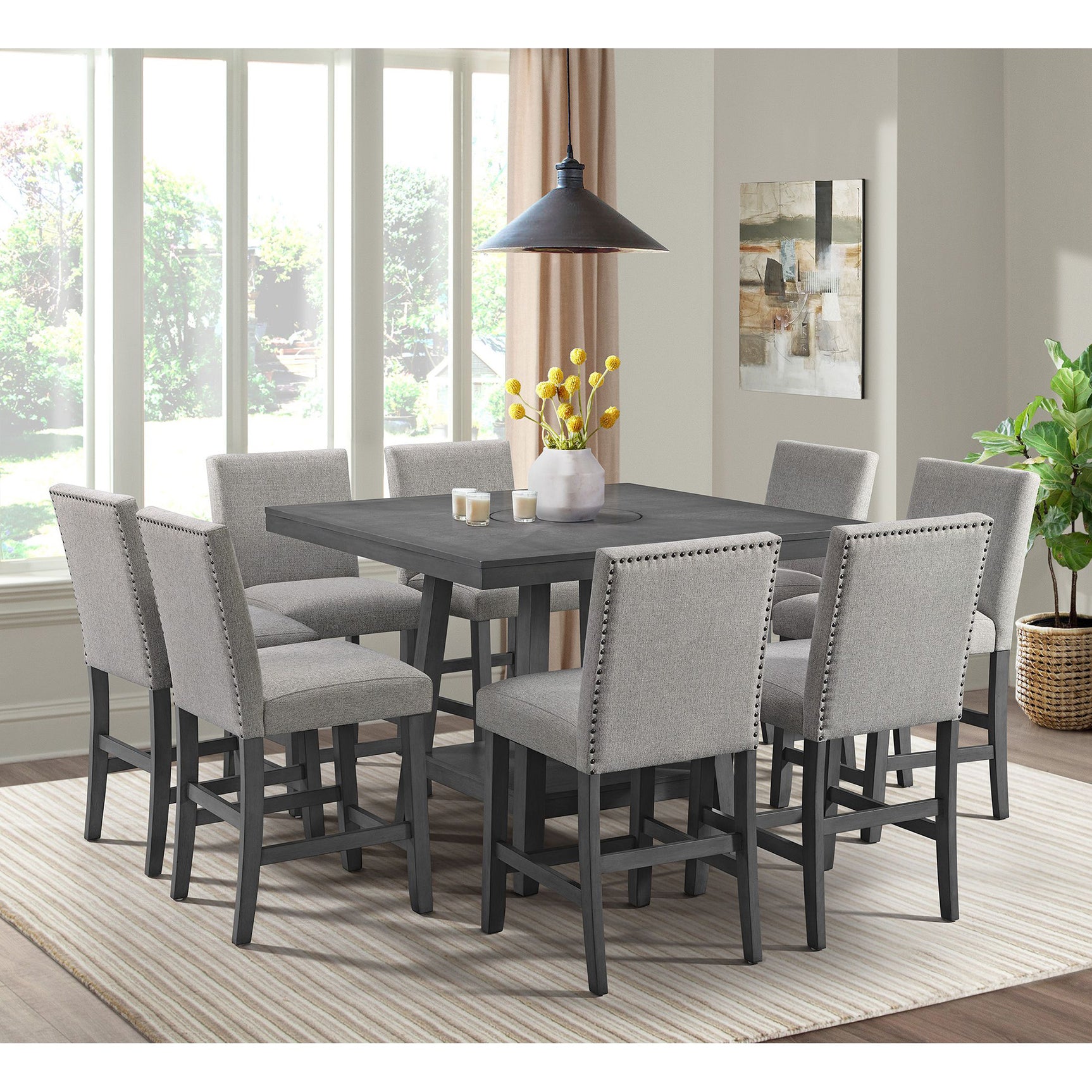 Seneca Counter Side Chair with Grey Fabric in Grey (2 Per Carton) - Tampa Furniture Outlet