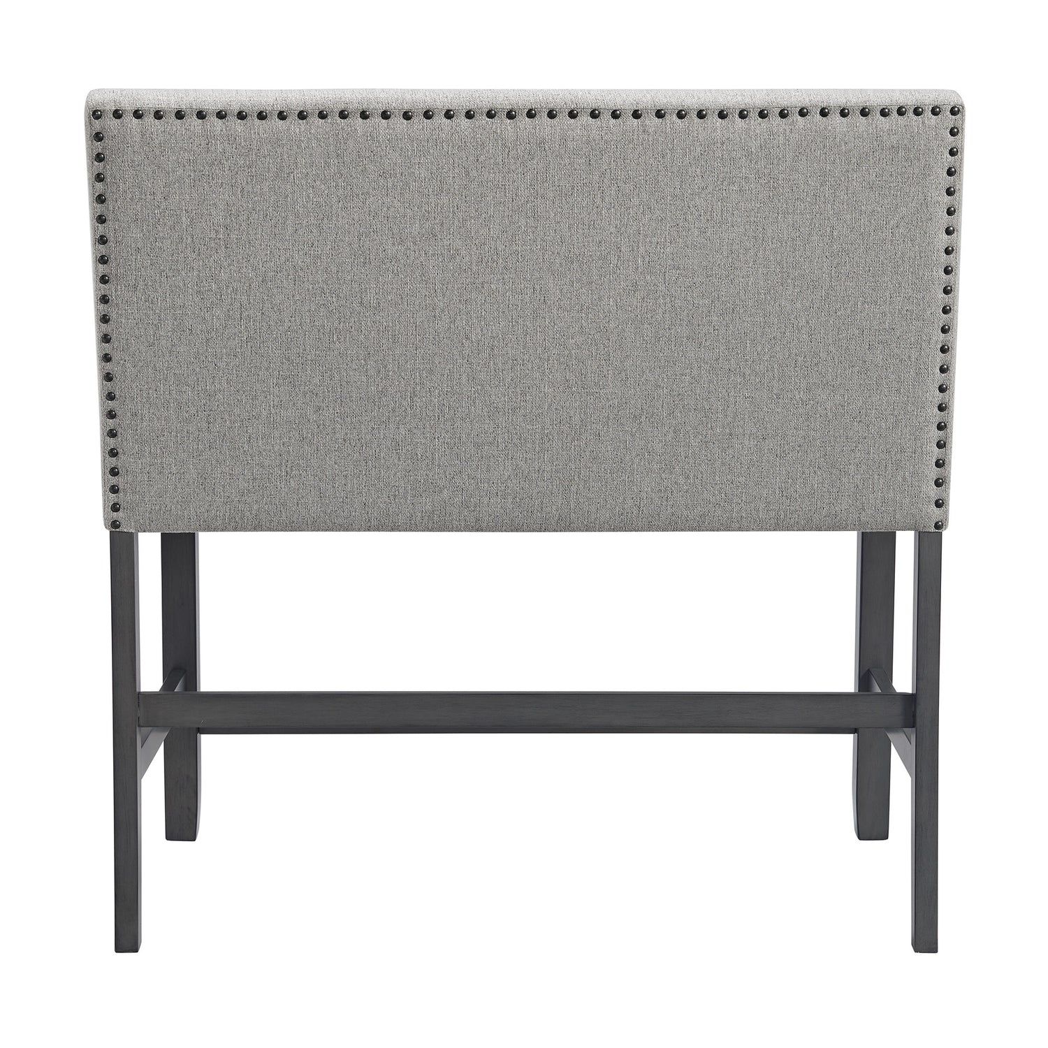 Seneca Counter Bench with Upholstered Back and Grey Fabric in Grey - Tampa Furniture Outlet