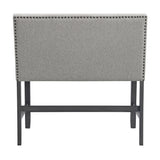 Seneca Counter Bench with Upholstered Back and Grey Fabric in Grey - Tampa Furniture Outlet