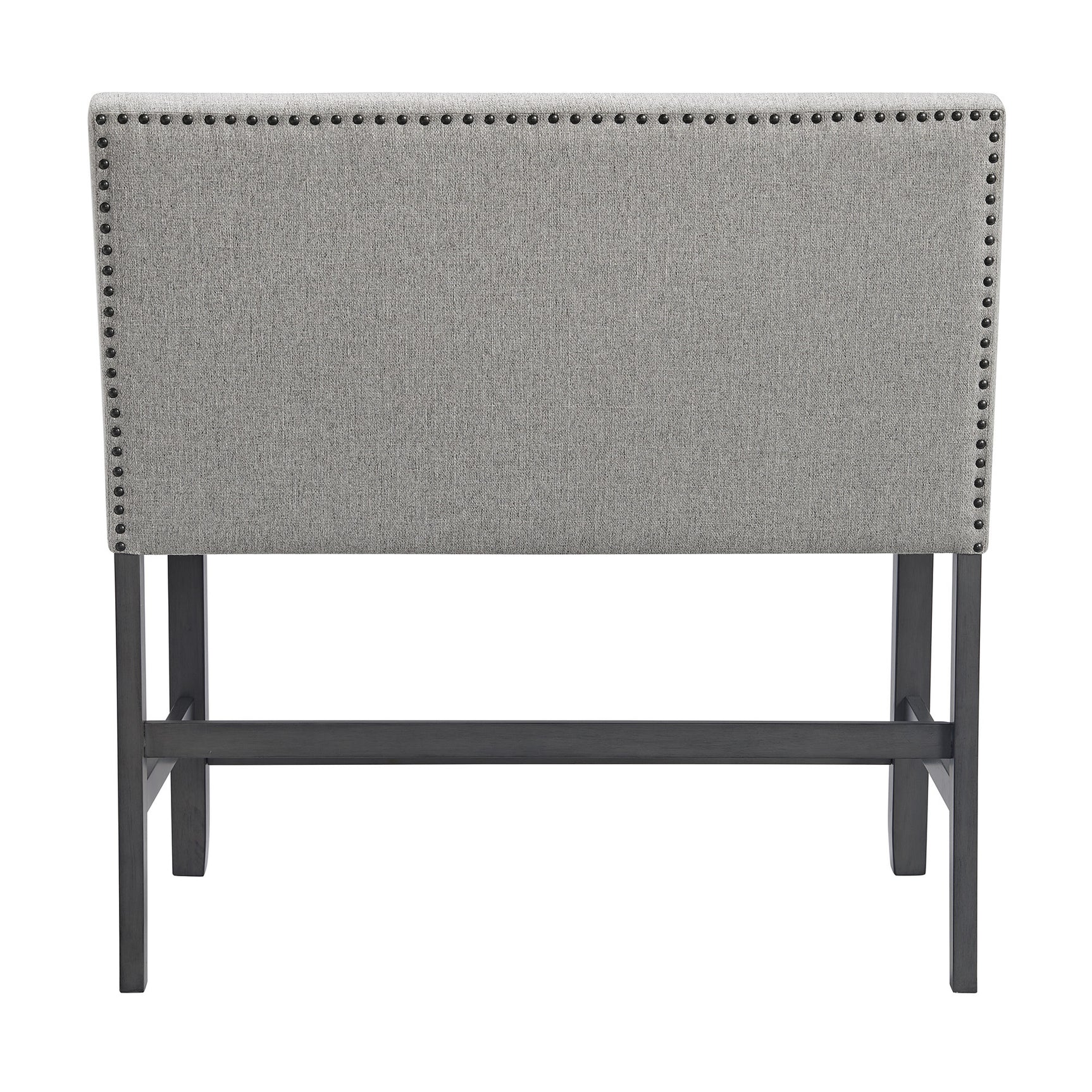 Seneca Counter Bench with Upholstered Back and Grey Fabric in Grey - Tampa Furniture Outlet