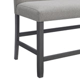 Seneca Counter Bench with Upholstered Back and Grey Fabric in Grey - Tampa Furniture Outlet