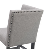 Seneca Counter Corner Bench with Upholstered Back and Grey Fabric in Grey - Tampa Furniture Outlet