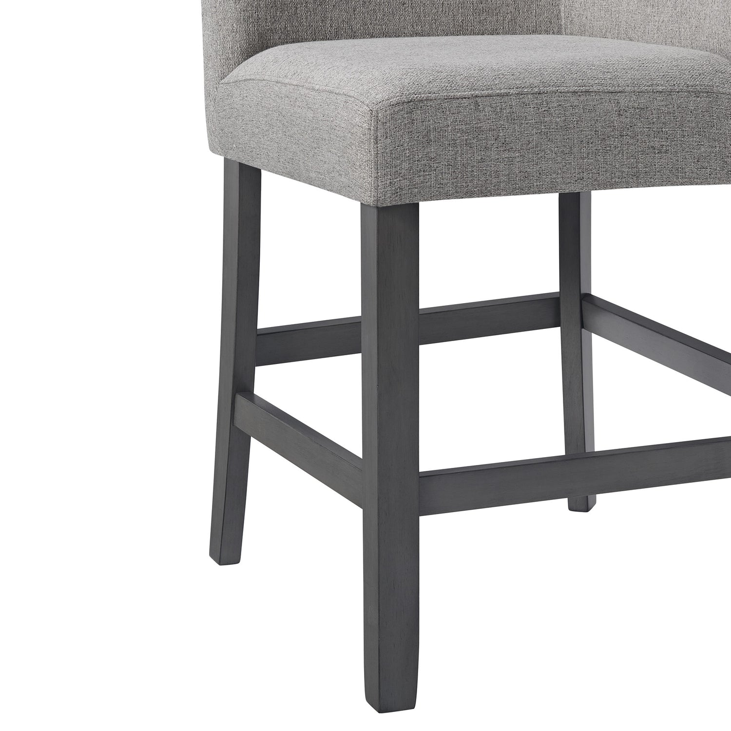 Seneca Counter Corner Bench with Upholstered Back and Grey Fabric in Grey - Tampa Furniture Outlet
