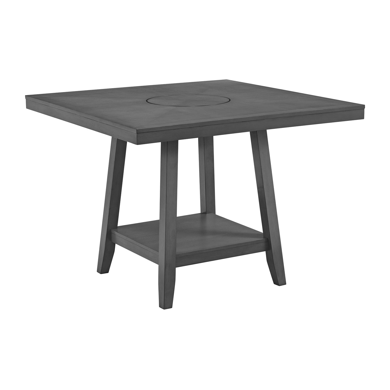 Seneca Square Counter Table with Lazy Susan in Grey - Tampa Furniture Outlet