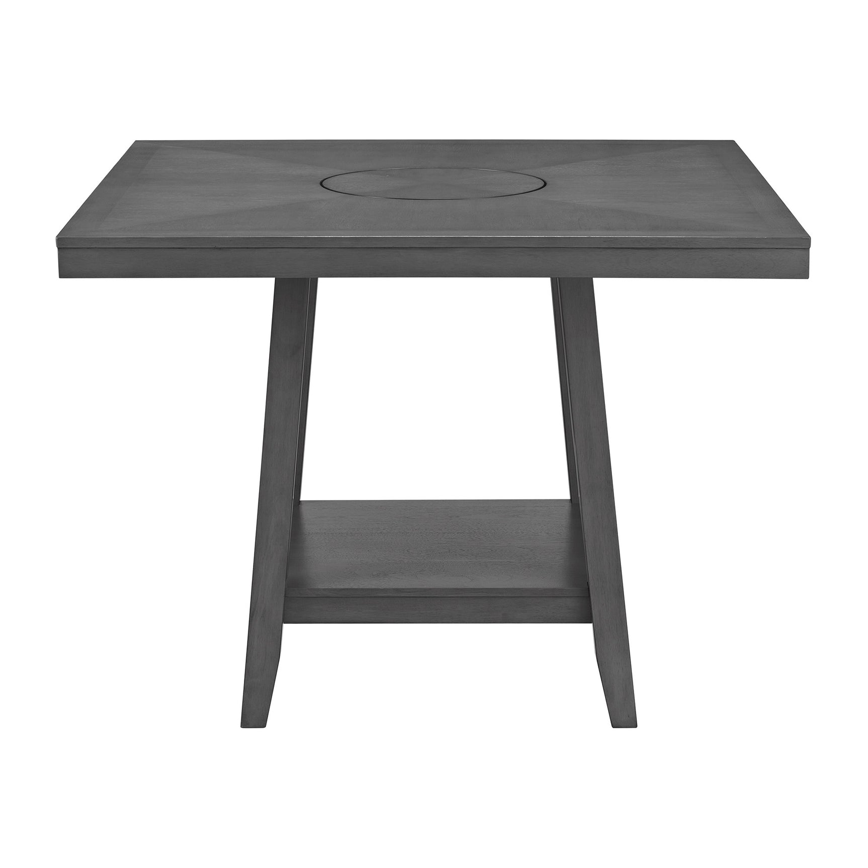 Seneca Square Counter Table with Lazy Susan in Grey - Tampa Furniture Outlet
