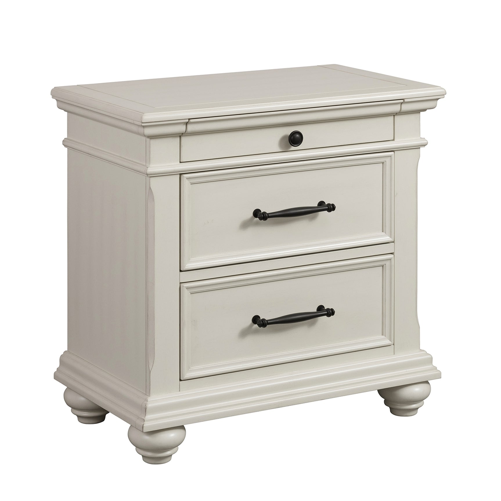 Slater Nightstand w/USB in Antique White