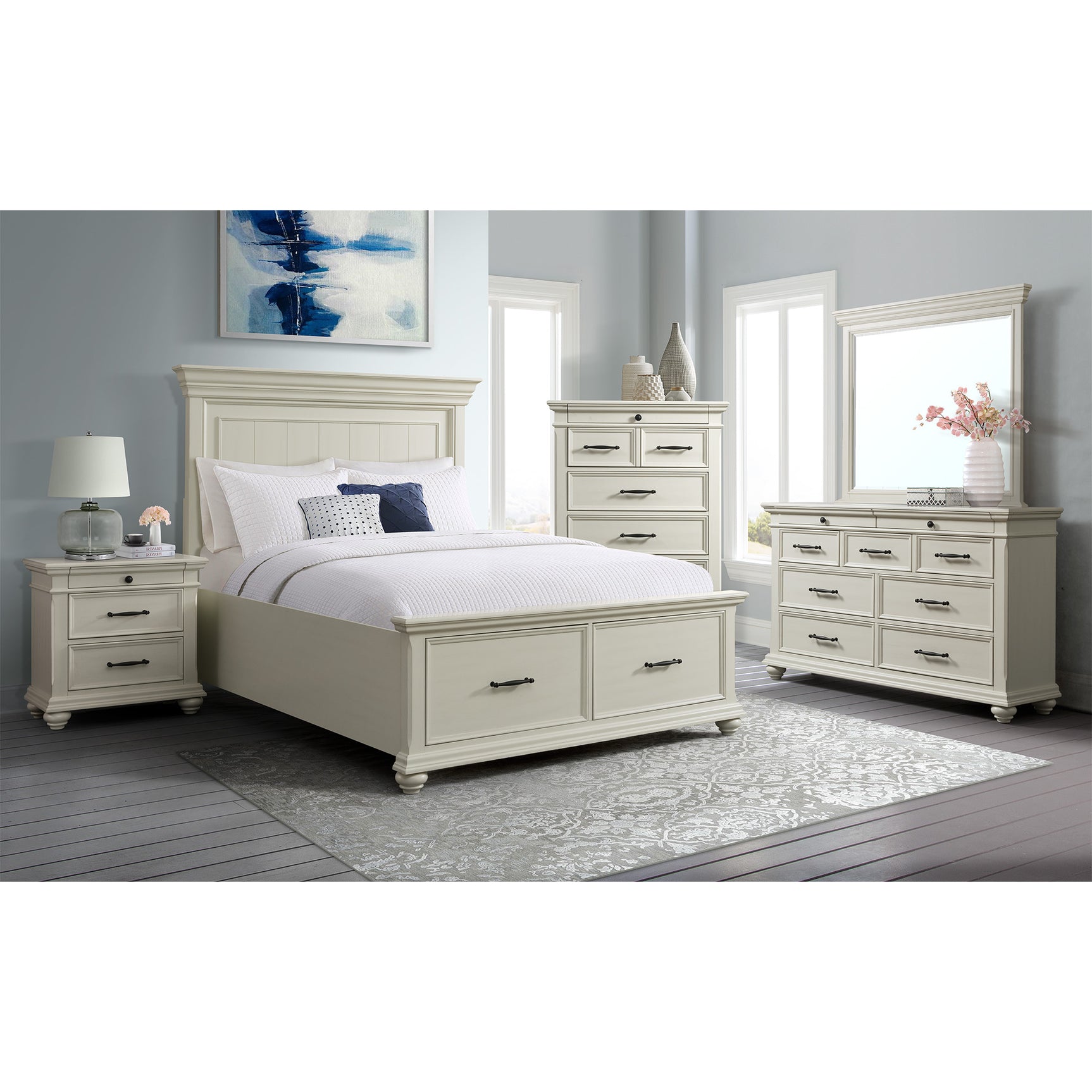 Slater Nightstand w/USB in Antique White – SKU SR600NS | Elements