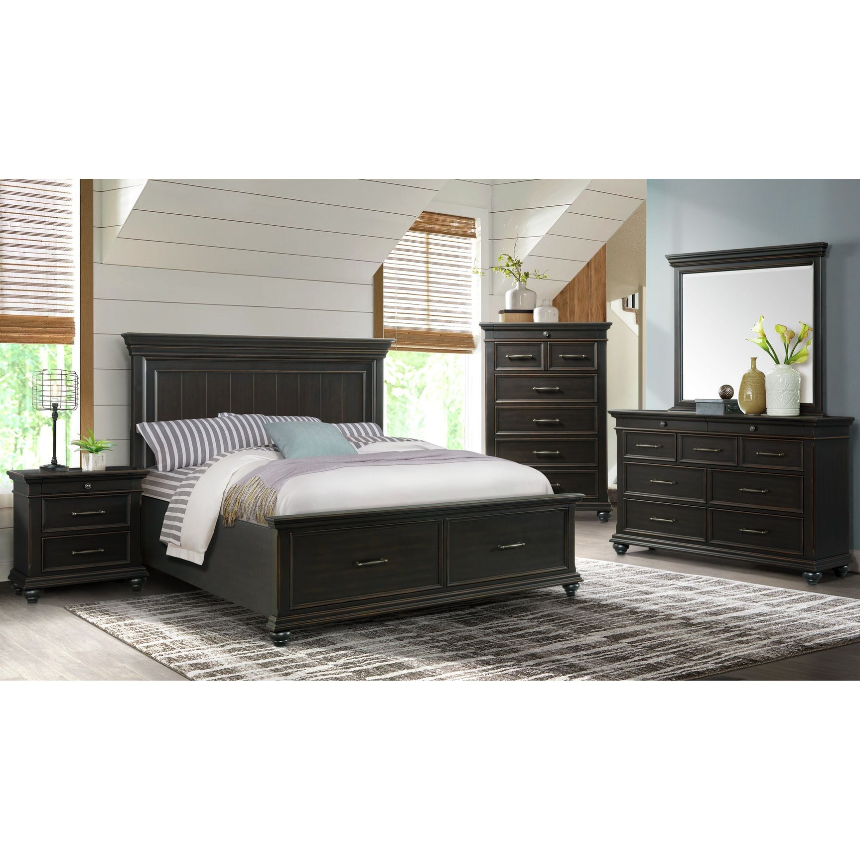 Slater King Bed Black – SKU SR850KB | Elements