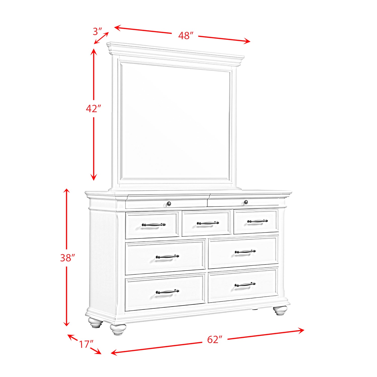 Slater Dresser & Mirror Set Black - Tampa Furniture Outlet
