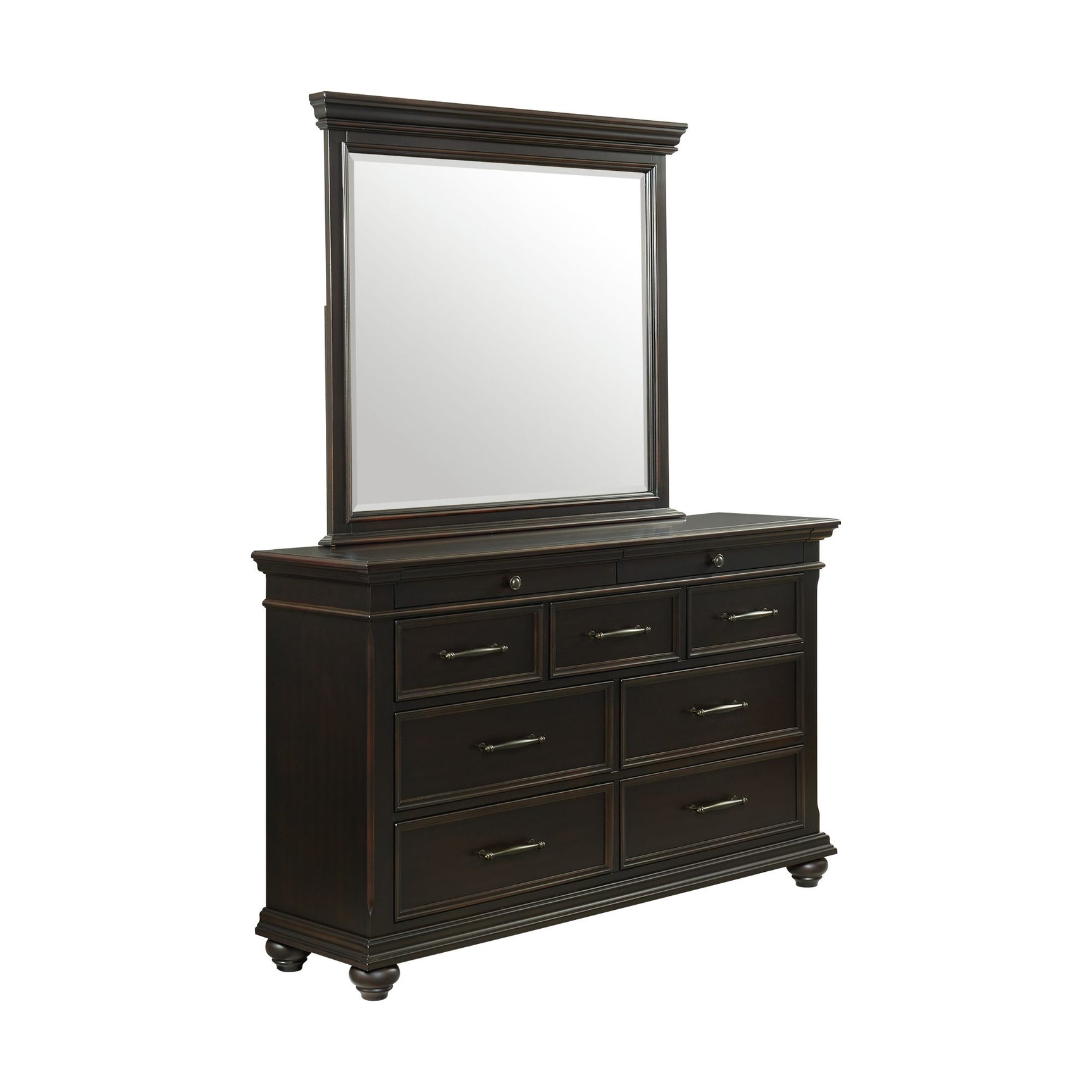 Slater Dresser & Mirror Set Black - Tampa Furniture Outlet