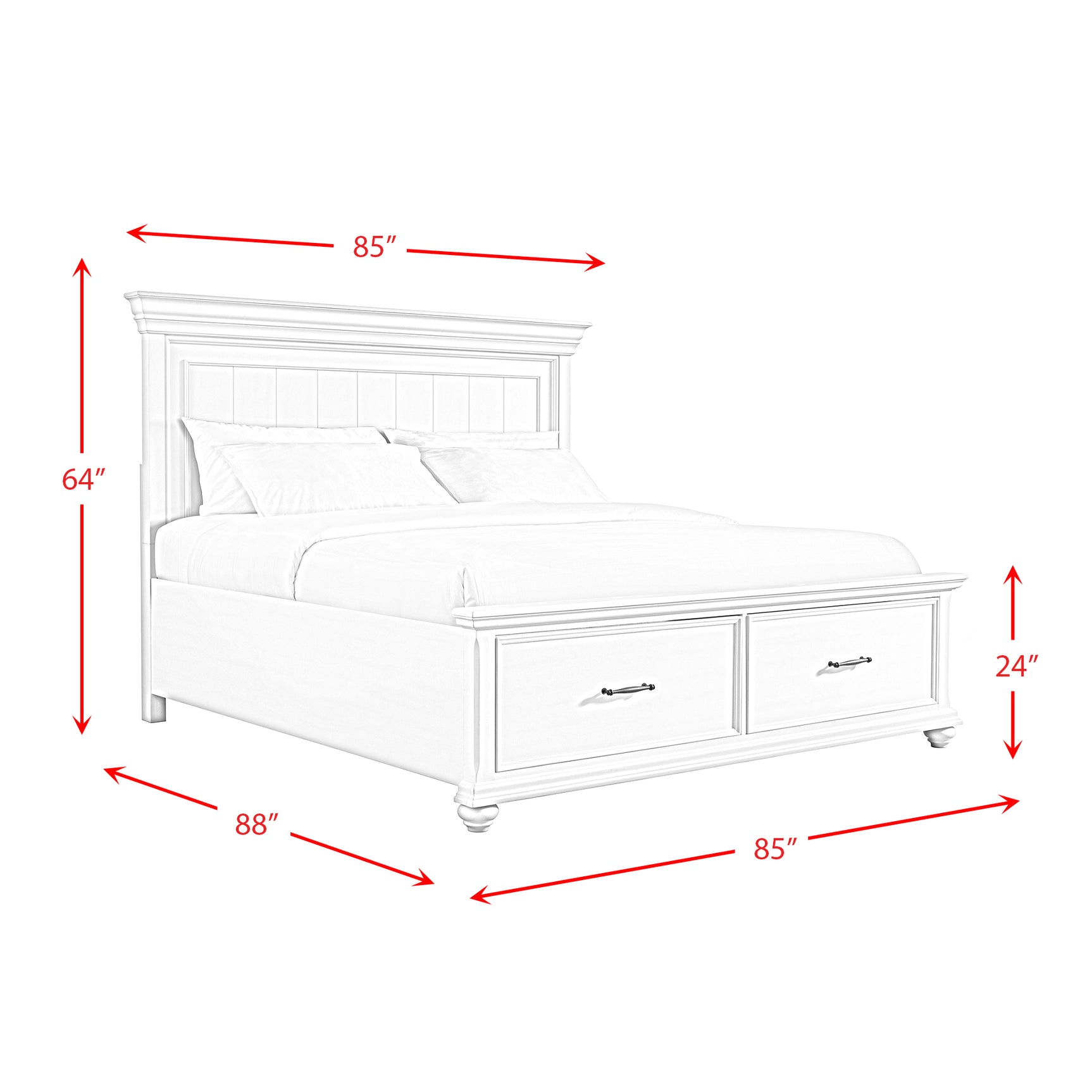 Slater King Bed in Antique White - Tampa Furniture Outlet