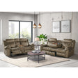 Sorrento Motion Loveseat with Console in T101 Brown – SKU 59928-028-2X | Elements