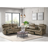 Sorrento Motion Loveseat with Console in T101 Brown – SKU 59928-028-2X | Elements