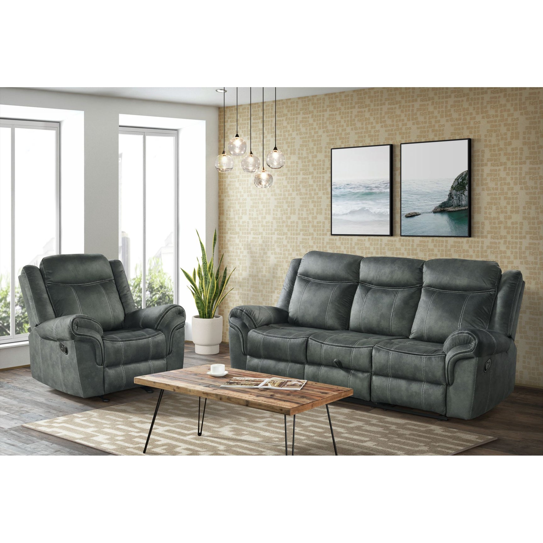 Sorrento Glider Recliner in FB367 Charcoal – SKU 59928-095-1X | Elements