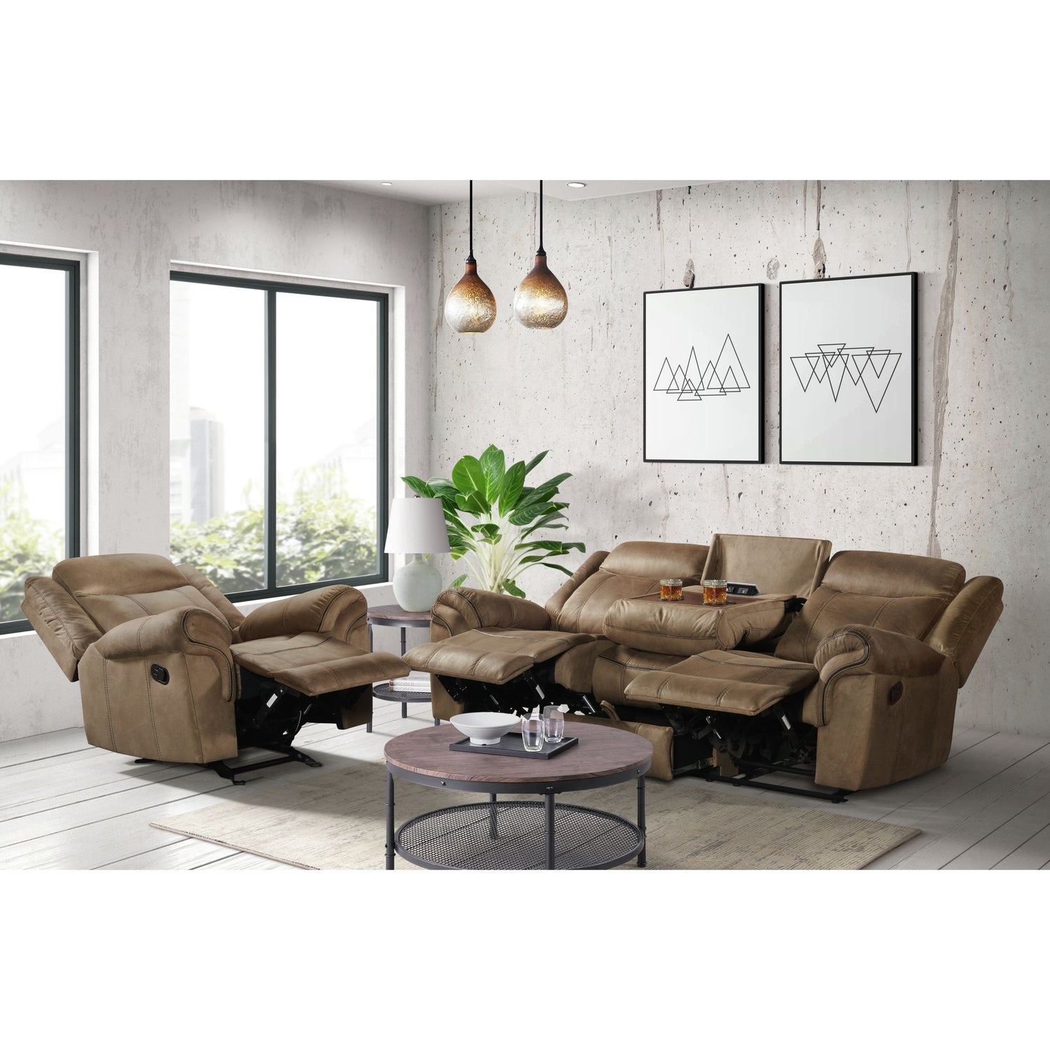 Sorrento Glider Recliner in T101 Brown - Tampa Furniture Outlet