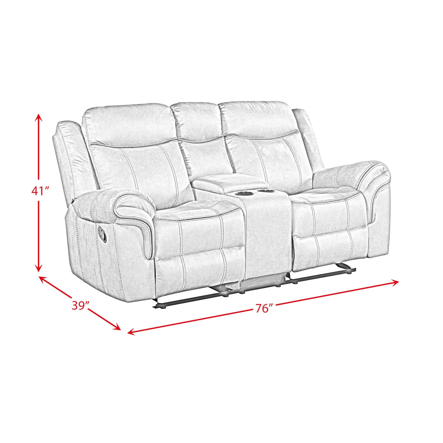 Sorrento Motion Loveseat with Console in FB367 Charcoal - Tampa Furniture Outlet