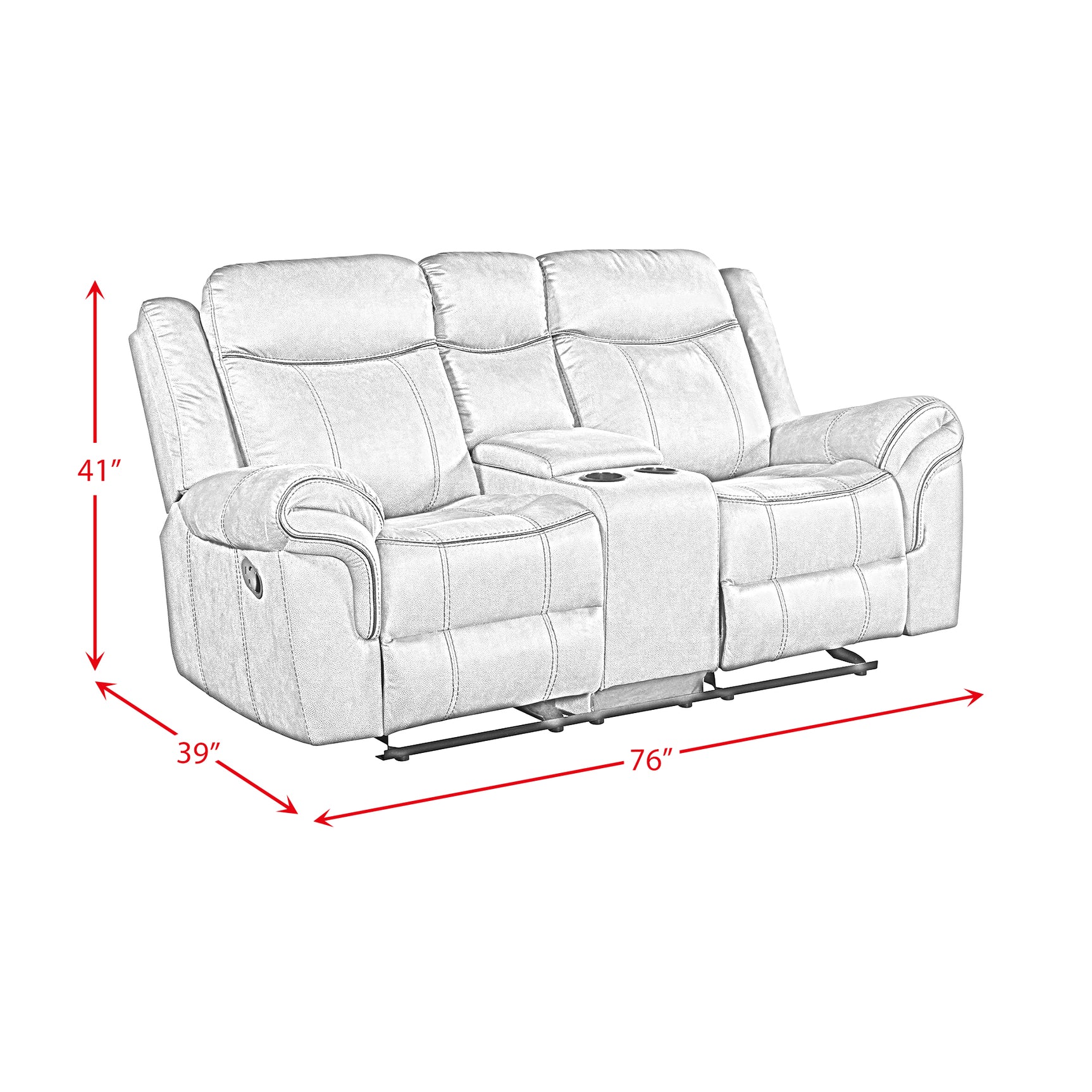 Sorrento Motion Loveseat with Console in FB367 Charcoal - Tampa Furniture Outlet