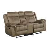 Sorrento Motion Loveseat with Console in T101 Brown - Tampa Furniture Outlet