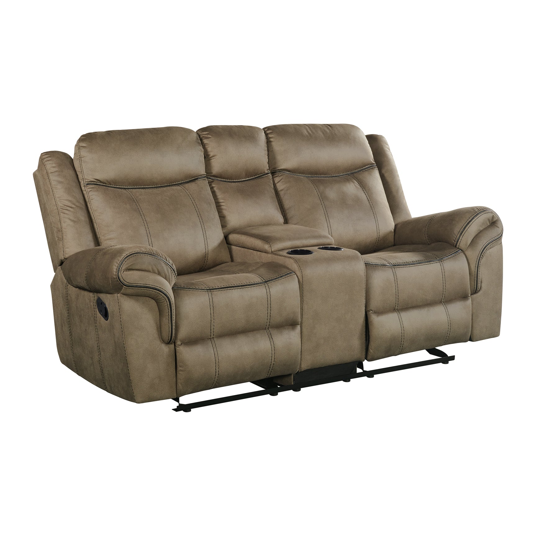 Sorrento Motion Loveseat with Console in T101 Brown - Tampa Furniture Outlet