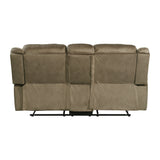 Sorrento Motion Loveseat with Console in T101 Brown - Tampa Furniture Outlet