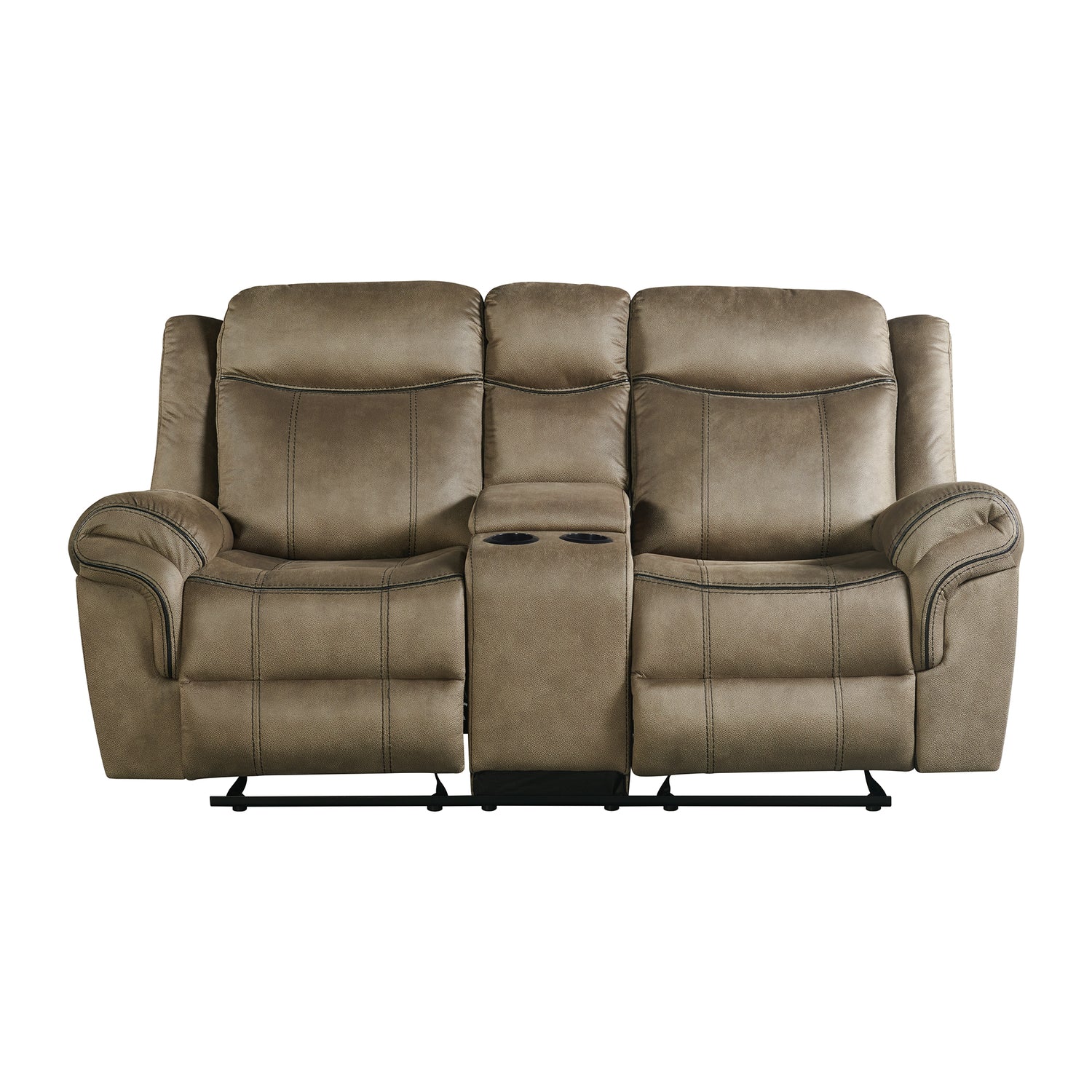 Sorrento Motion Loveseat with Console in T101 Brown - Tampa Furniture Outlet