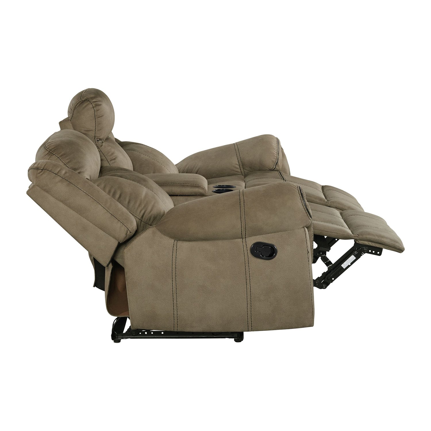 Sorrento Motion Loveseat with Console in T101 Brown - Tampa Furniture Outlet