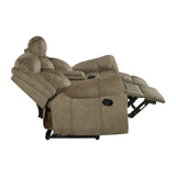 Sorrento Motion Loveseat with Console in T101 Brown - Tampa Furniture Outlet