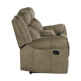 Sorrento Motion Loveseat with Console in T101 Brown - Tampa Furniture Outlet