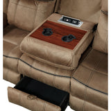 Sorrento Motion Sofa with Dropdown in T101 Brown - Tampa Furniture Outlet