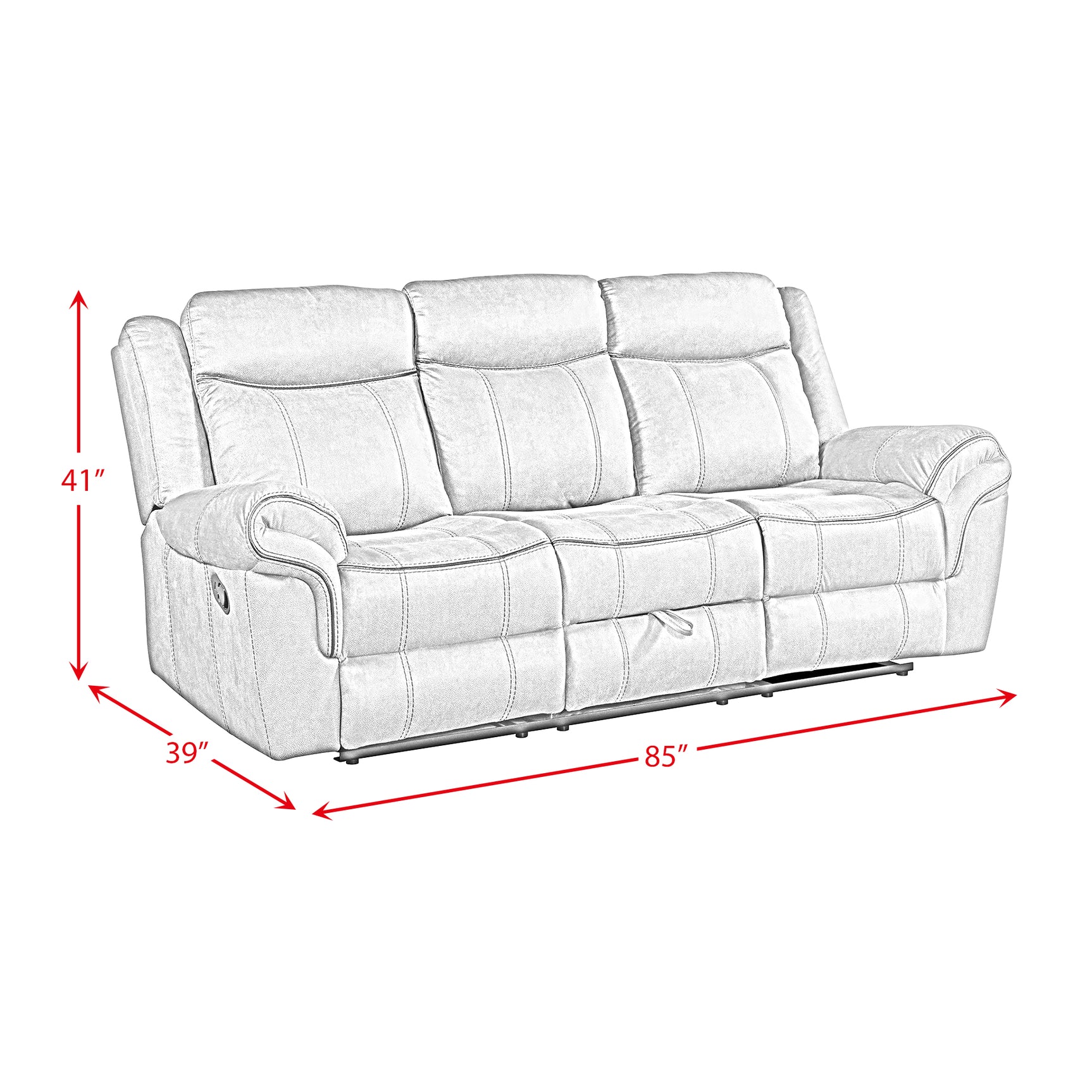 Sorrento Motion Sofa with Dropdown in FB367 Charcoal - Tampa Furniture Outlet