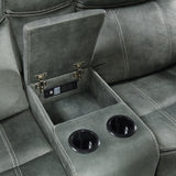 Sorrento Motion Loveseat with Console in FB367 Charcoal - Tampa Furniture Outlet