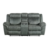 Sorrento Motion Loveseat with Console in FB367 Charcoal - Tampa Furniture Outlet