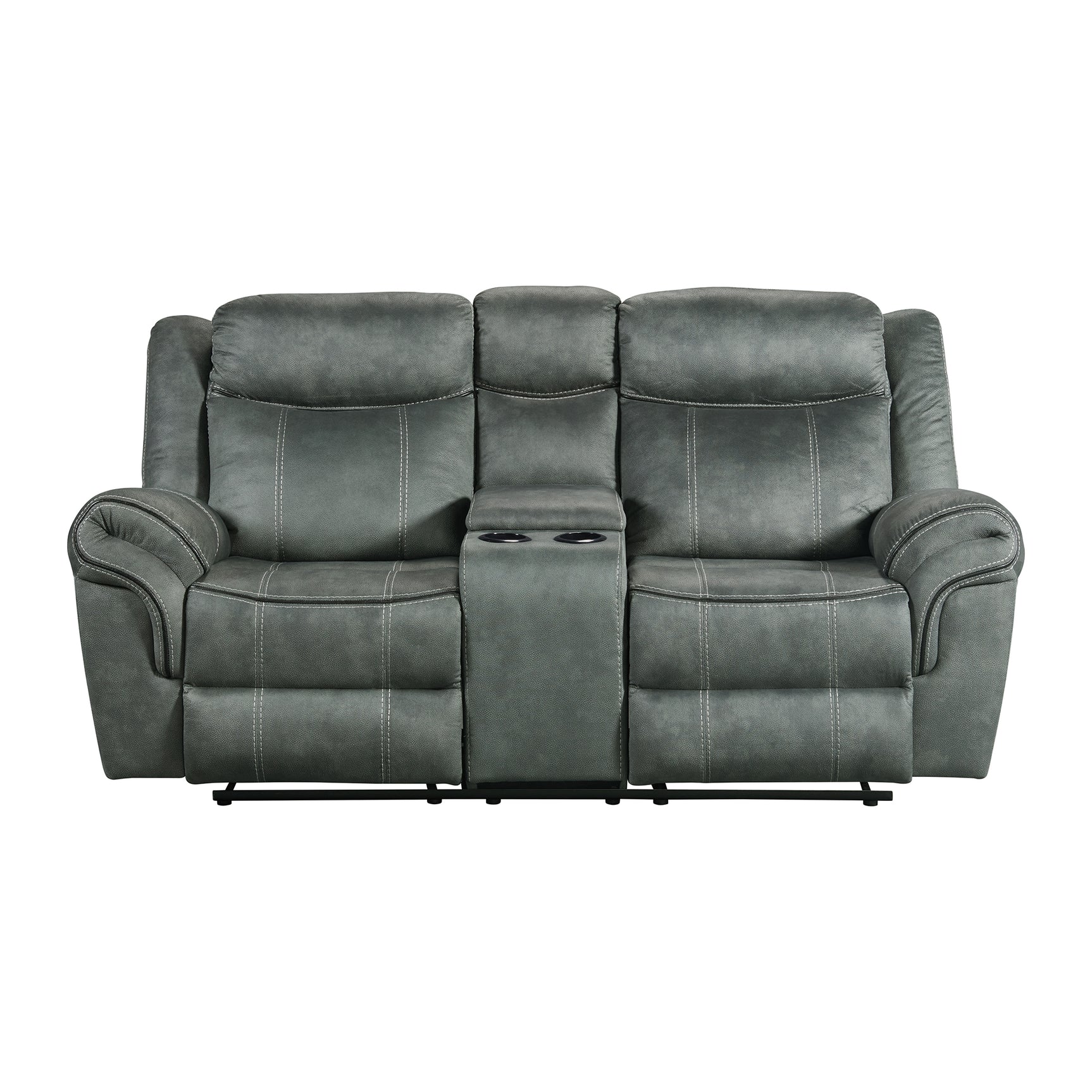 Sorrento Motion Loveseat with Console in FB367 Charcoal - Tampa Furniture Outlet