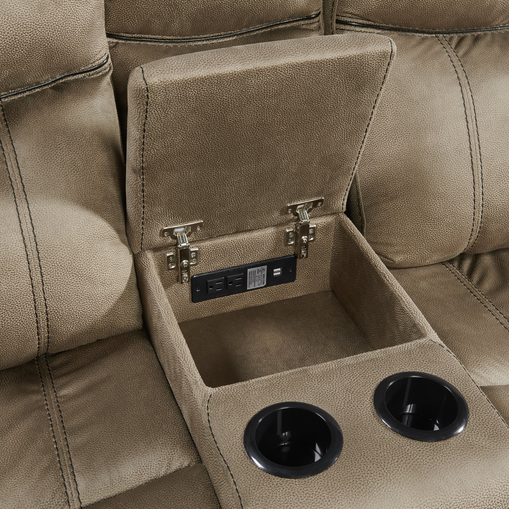 Sorrento Motion Loveseat with Console in T101 Brown - Tampa Furniture Outlet