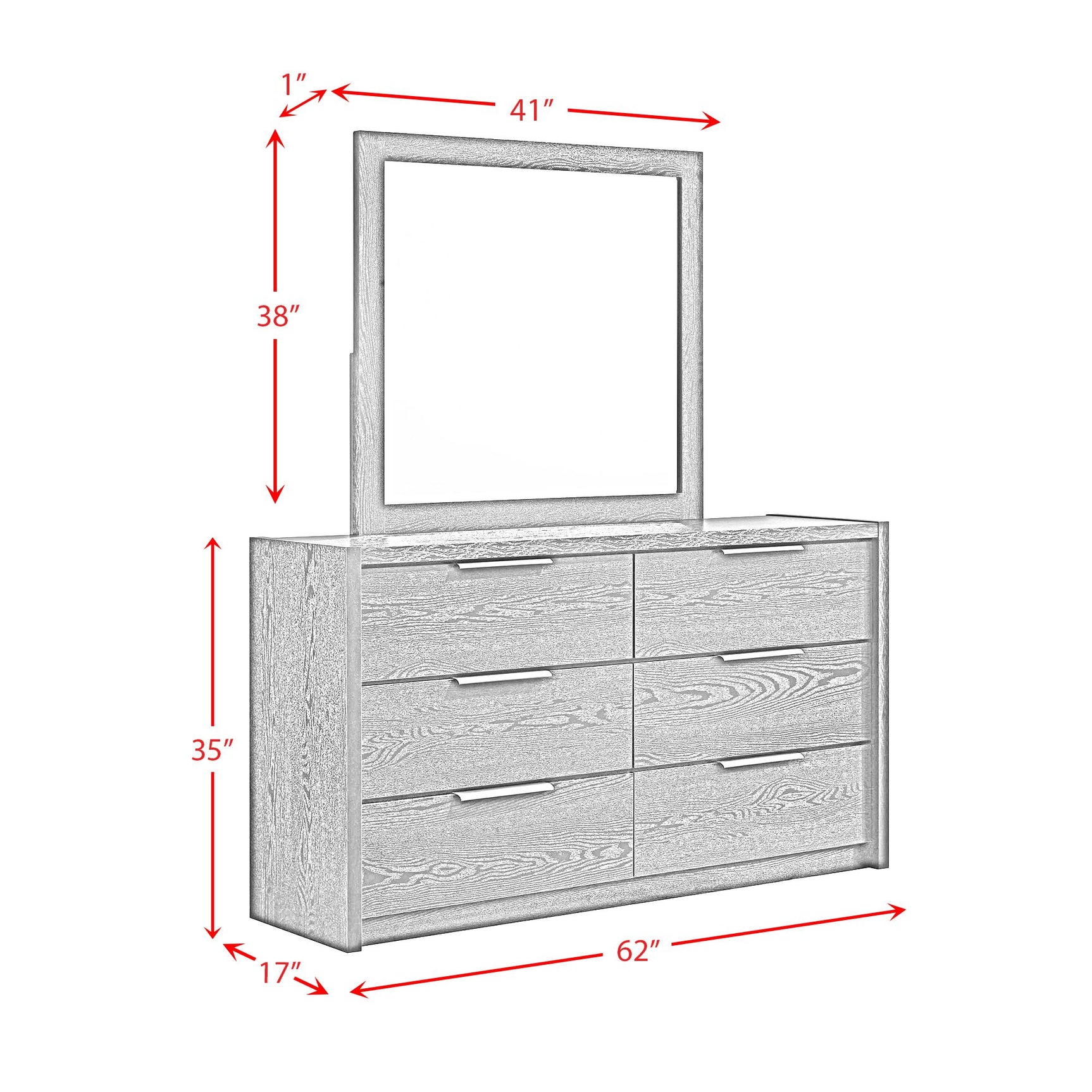 South Bend Dresser and Mirror Set in Black - Tampa Furniture Outlet