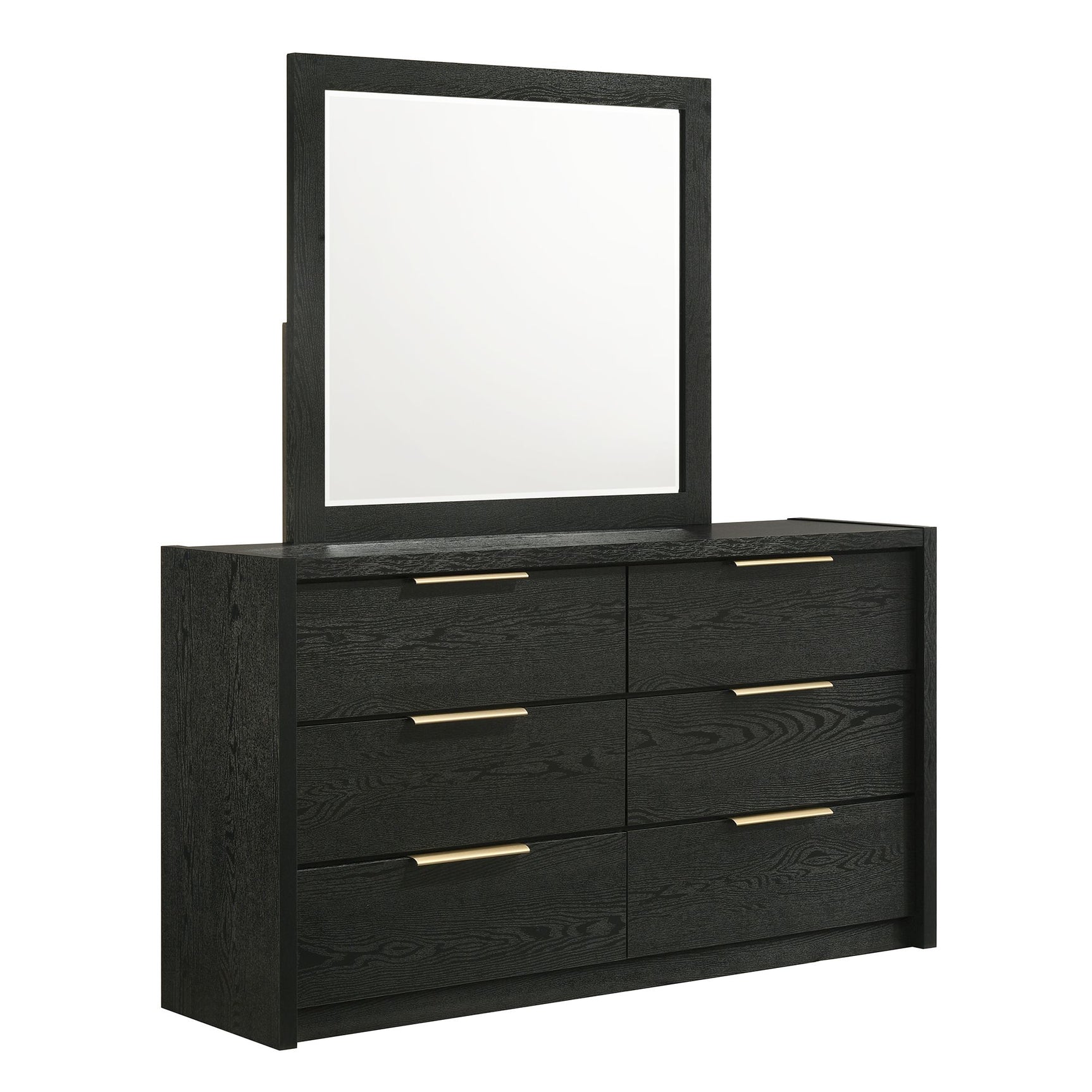 South Bend Dresser and Mirror Set in Black - Tampa Furniture Outlet