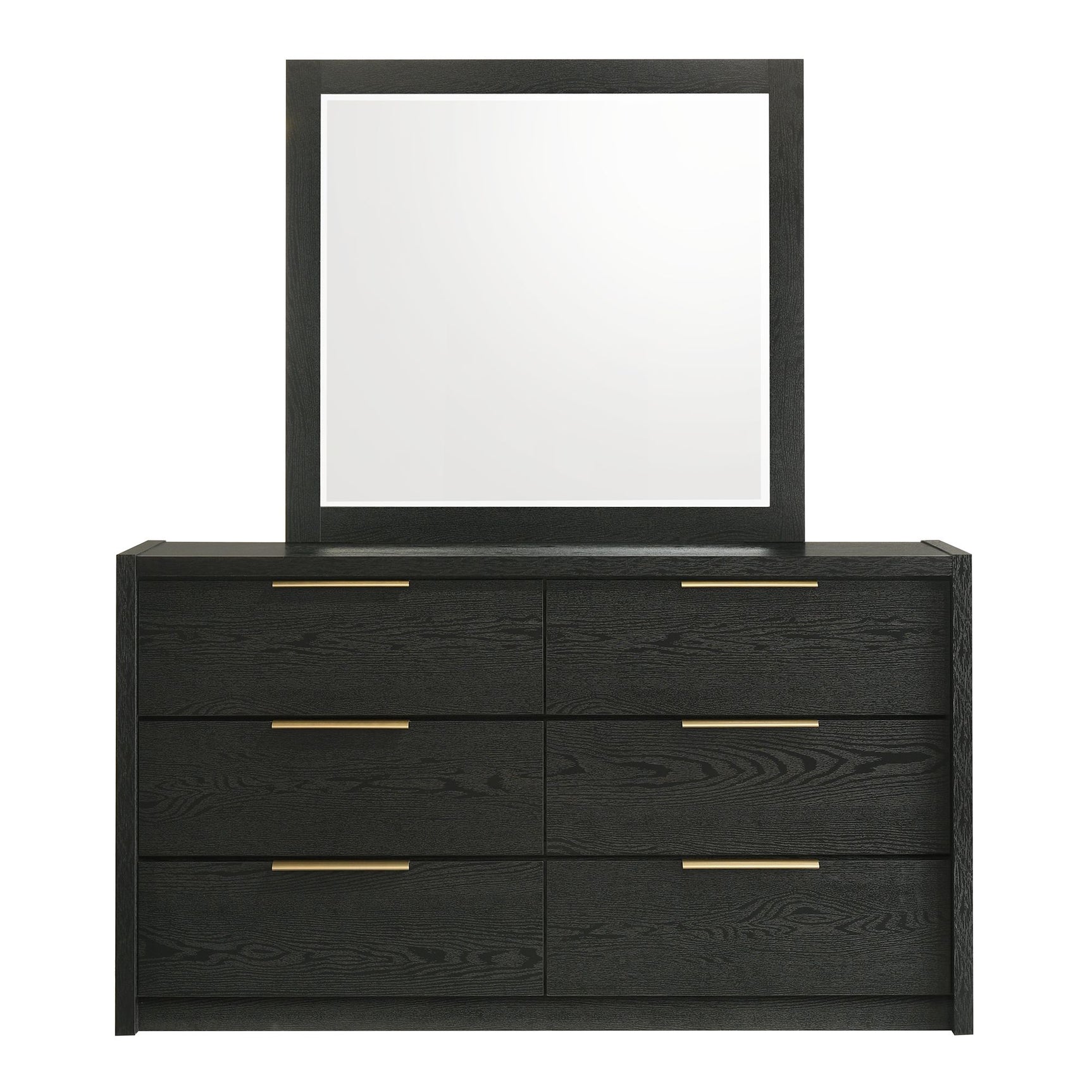 South Bend Dresser and Mirror Set in Black - Tampa Furniture Outlet