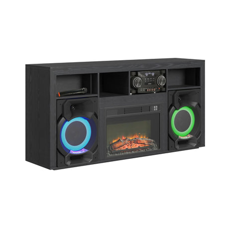 St. Cloud Fireplace with Sound System in Black - Tampa Furniture Outlet