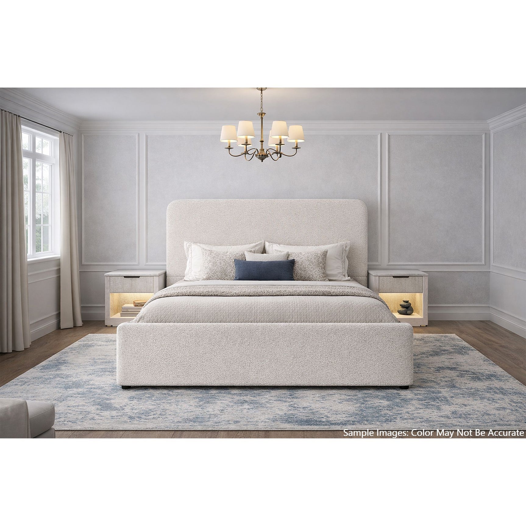 Stellar King Uph Bed in Beige Boucle w/ 13 slats – SKU UB-20500-6-KB | Elements