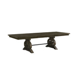 Stone 6PC Dining Set in Charcoal - Table, 4 Wooden Swril Back Side Chairs, & Pew Bench