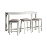 Stone Occasional Bar Table Single Pack in White (Table + Three Stools)