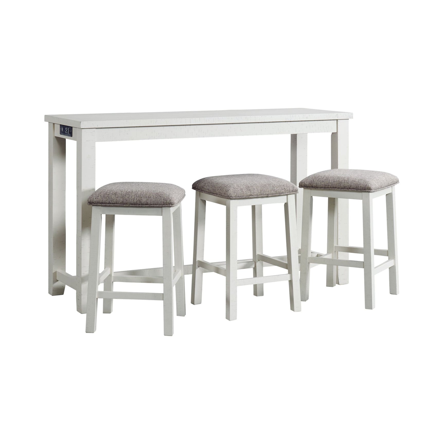 Stone Occasional Bar Table Single Pack in White (Table + Three Stools)