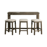 Stone Occasional Bar Table Single Pack Gray Finish (Table + Three Stools)
