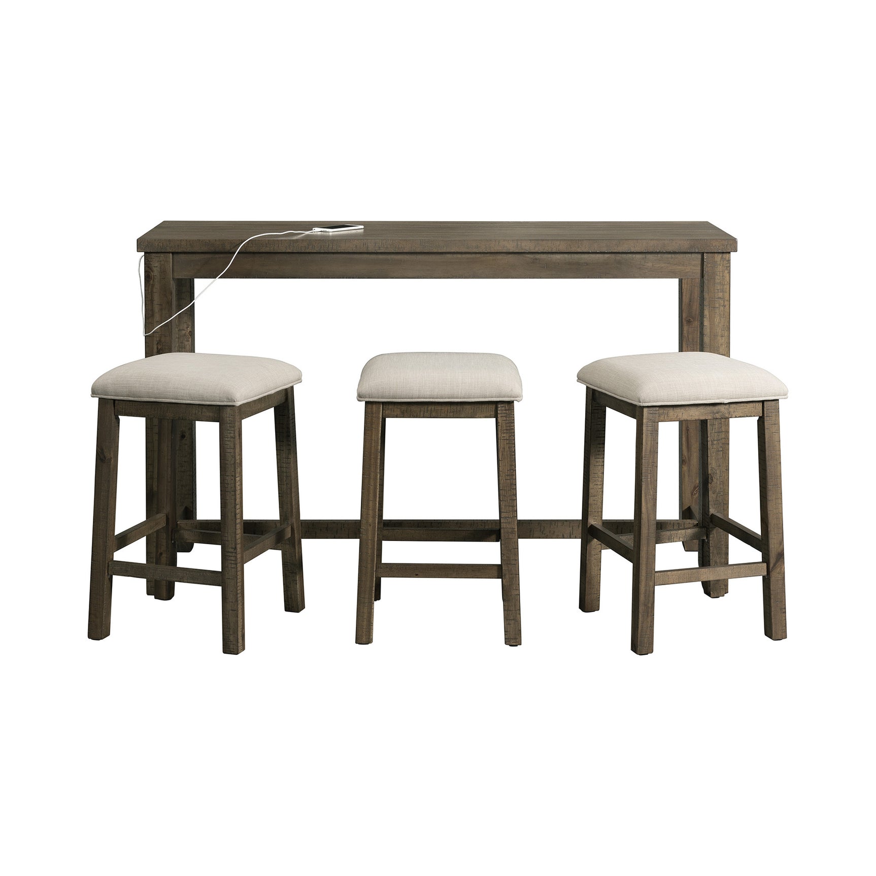 Stone Occasional Bar Table Single Pack Gray Finish (Table + Three Stools)