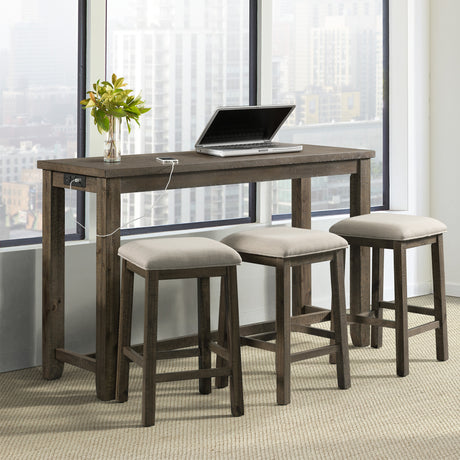 Stone Occasional Bar Table Single Pack Gray Finish (Table + Three Stools) – SKU TST300BTSP | Elements