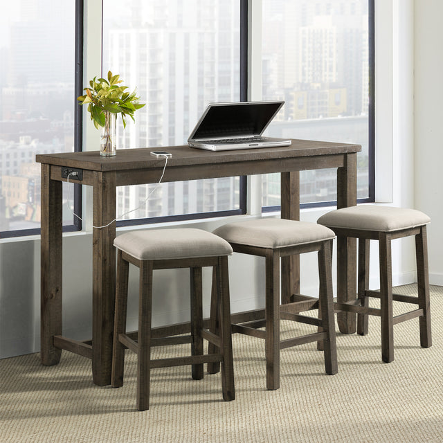 Stone Occasional Bar Table Single Pack Gray Finish (Table + Three Stools) – SKU TST300BTSP | Elements