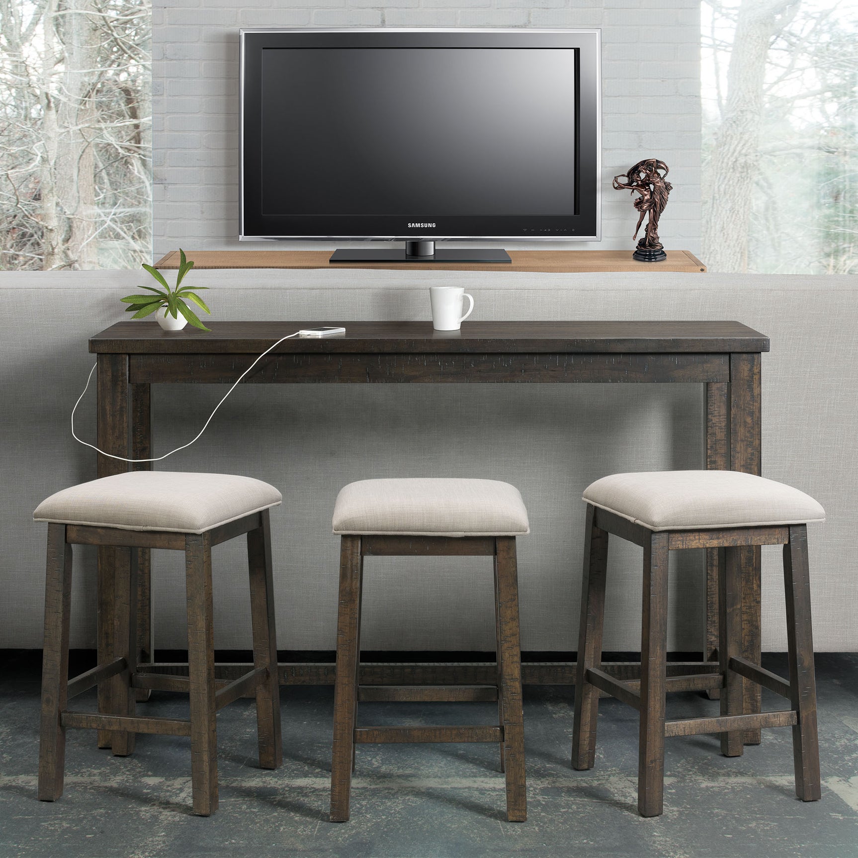 Stone Occasional Bar Table Single Pack (Table + Three Stools) – SKU TST100BTSP | Elements