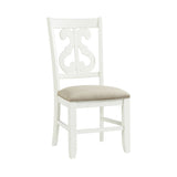 Stone Wooden Swirl Back Side Chair in White (2 Per Pack)