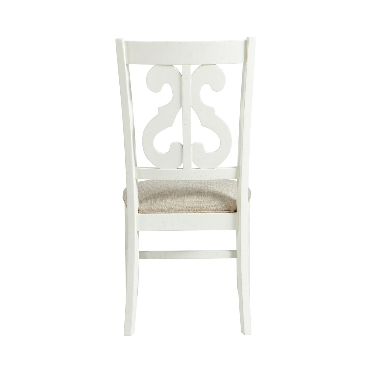 Stone Wooden Swirl Back Side Chair in White (2 Per Pack)